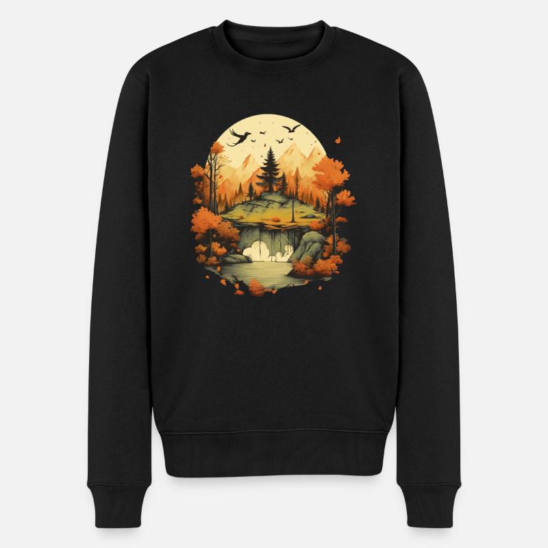 Herbstliche Landschaft - Männer Premium Bio Pullover - Schwarz