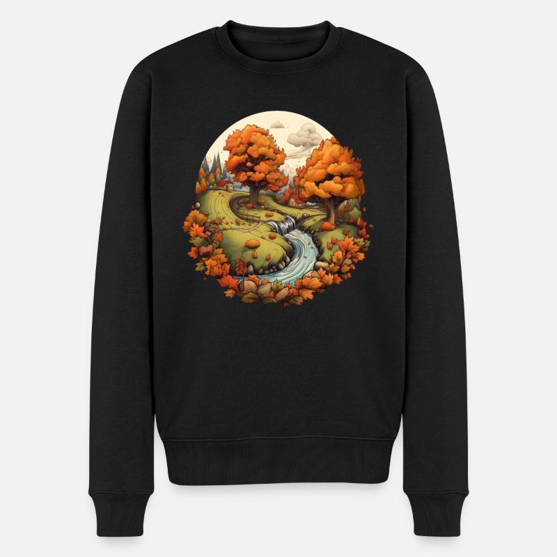 Herbstliche Landschaft - Männer Premium Bio Pullover - Schwarz
