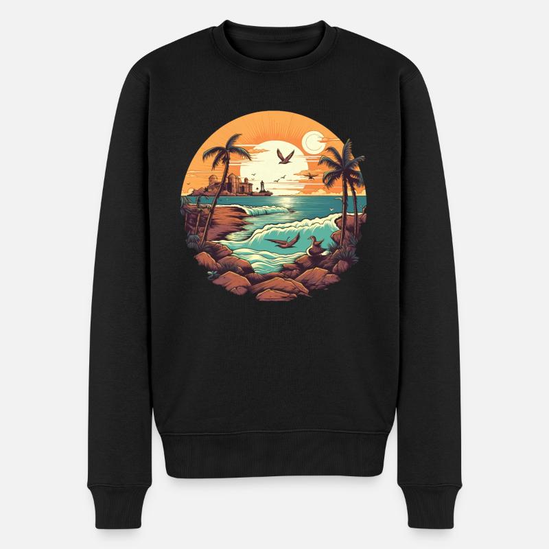 Strand - Männer Premium Bio Pullover - Schwarz