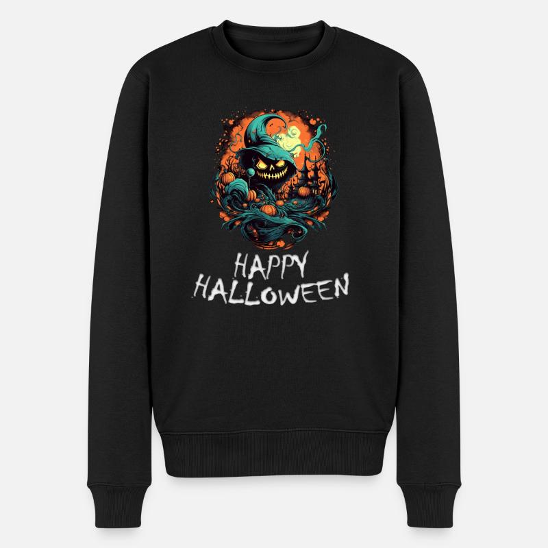 Halloween - Happy Halloween - Männer Premium Bio Pullover - Schwarz