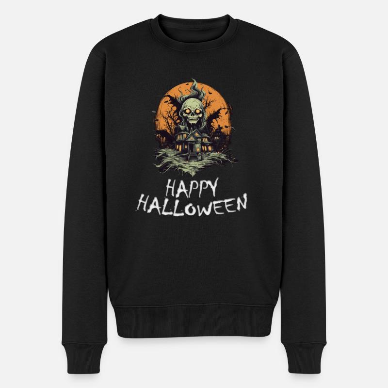 Halloween - Happy Halloween - Männer Premium Bio Pullover - Schwarz