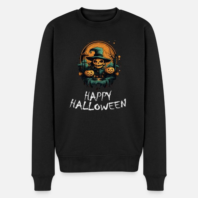 Halloween - Happy Halloween - Männer Premium Bio Pullover - Schwarz