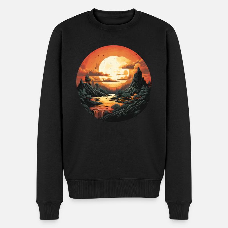 Landschaft - Männer Premium Bio Pullover - Schwarz