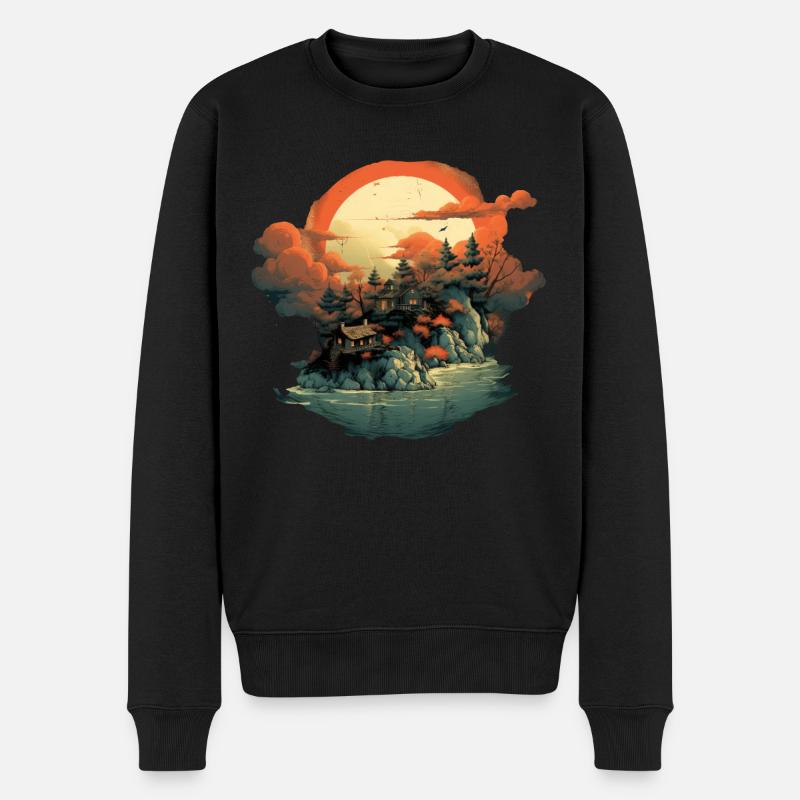 Landschaft - Männer Premium Bio Pullover - Schwarz