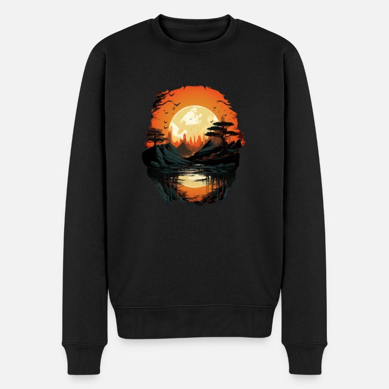 Landschaft - Männer Premium Bio Pullover - Schwarz