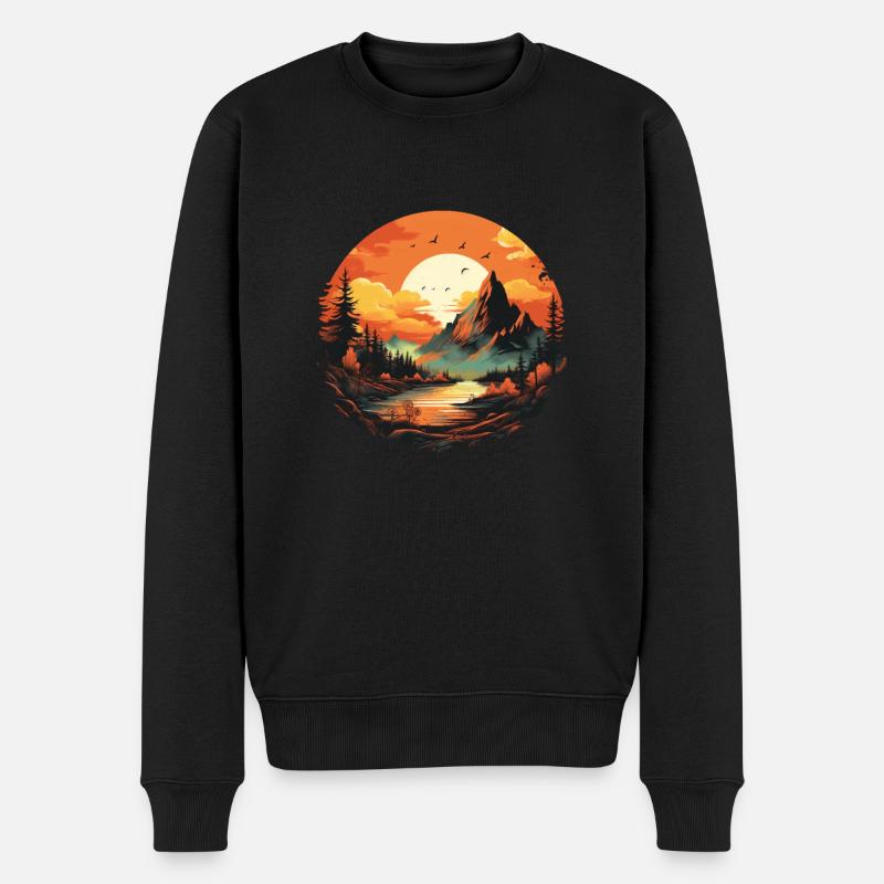 Landschaft - Männer Premium Bio Pullover - Schwarz
