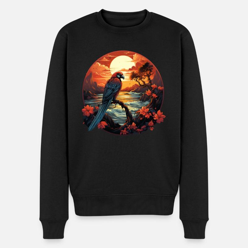Tropisch - Papagei - Männer Premium Bio Pullover - Schwarz
