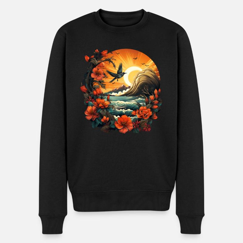 Tropisch - Männer Premium Bio Pullover - Schwarz