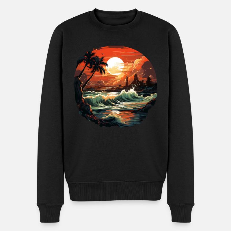 Tropisch - Männer Premium Bio Pullover - Schwarz