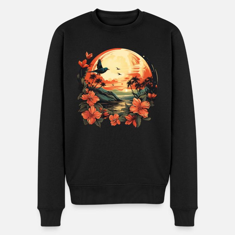 Tropisch - Männer Premium Bio Pullover - Schwarz