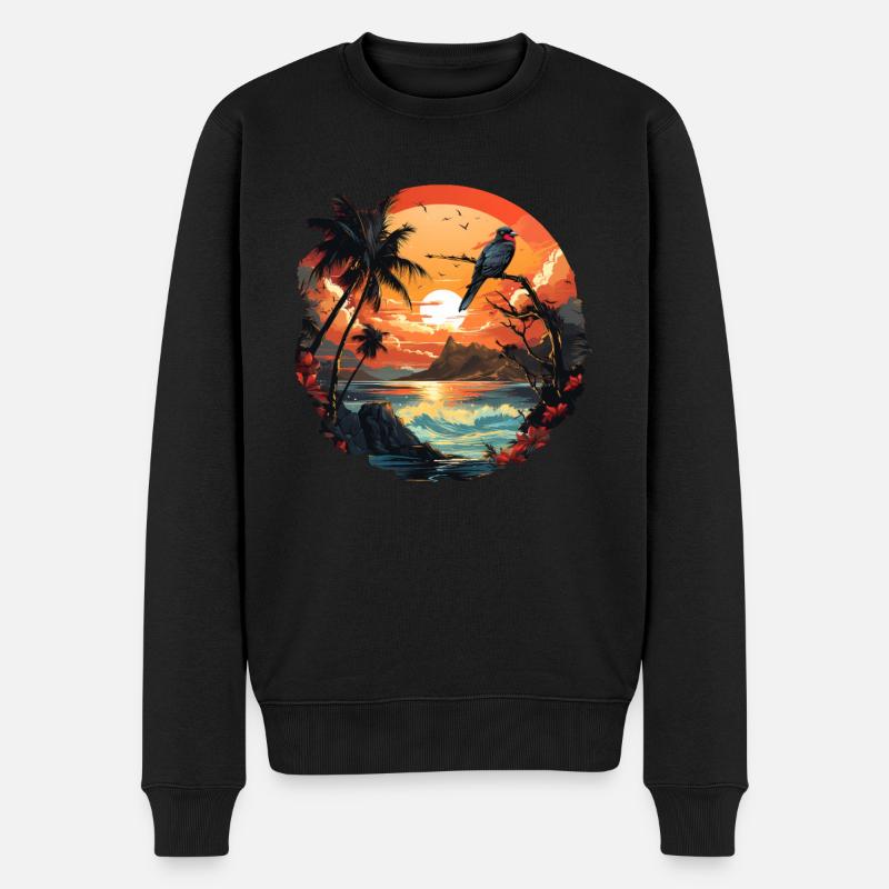 Tropisch - Männer Premium Bio Pullover - Schwarz