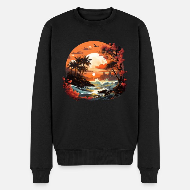 Tropisch - Männer Premium Bio Pullover - Schwarz