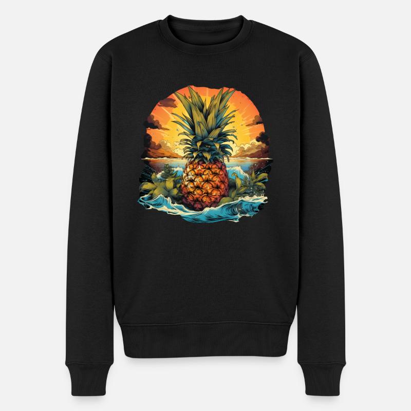 Ananas - Männer Premium Bio Pullover - Schwarz