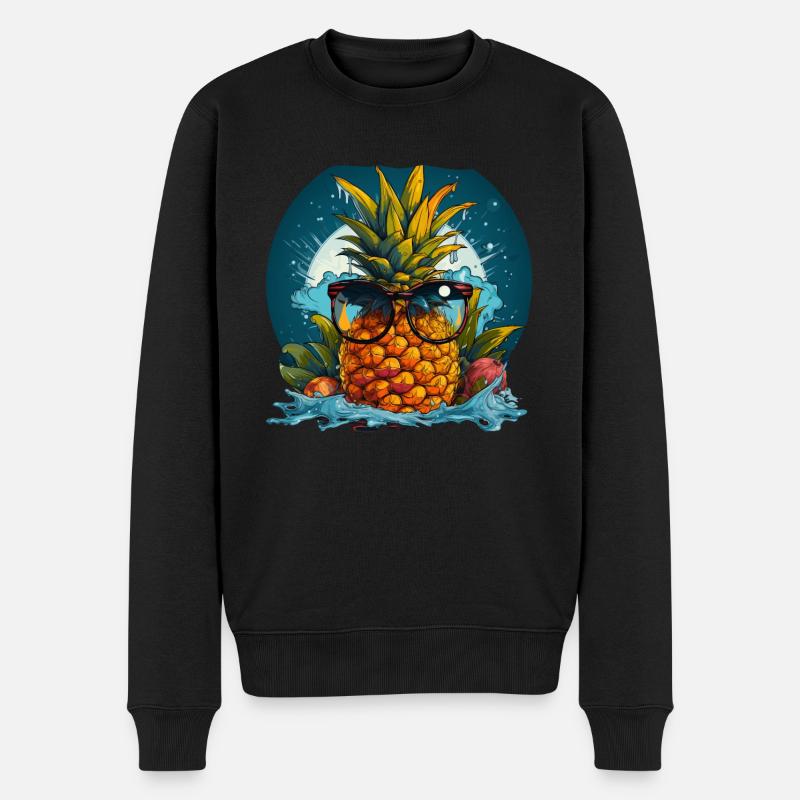 Ananas - Männer Premium Bio Pullover - Schwarz