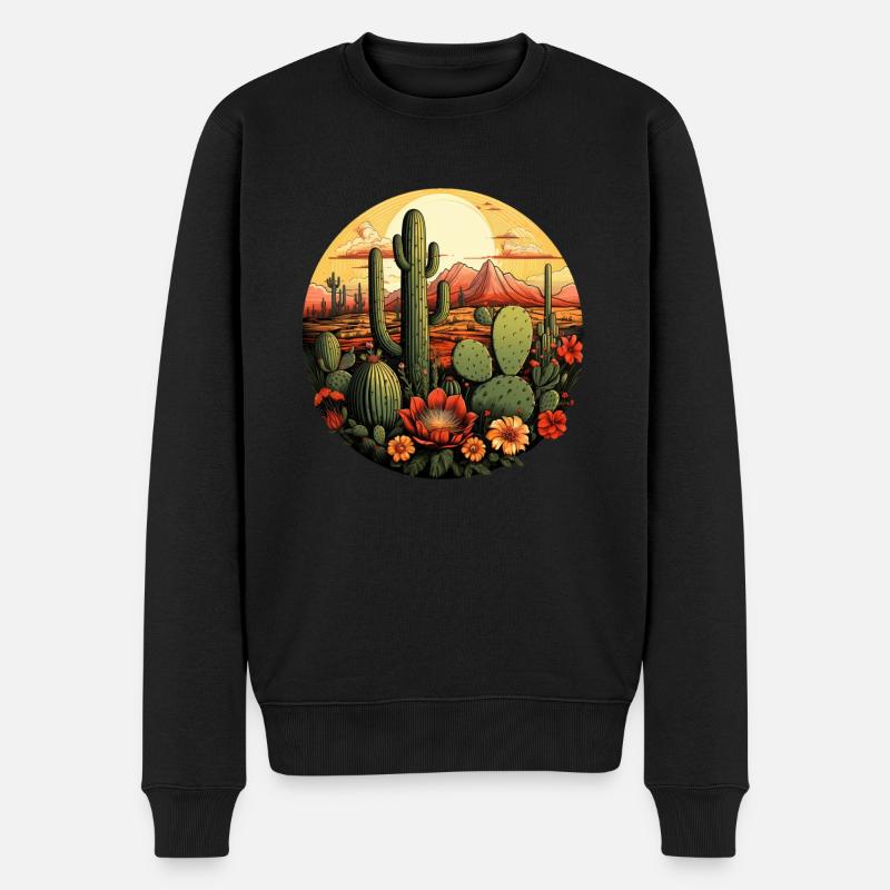 Kaktus - Männer Premium Bio Pullover - Schwarz