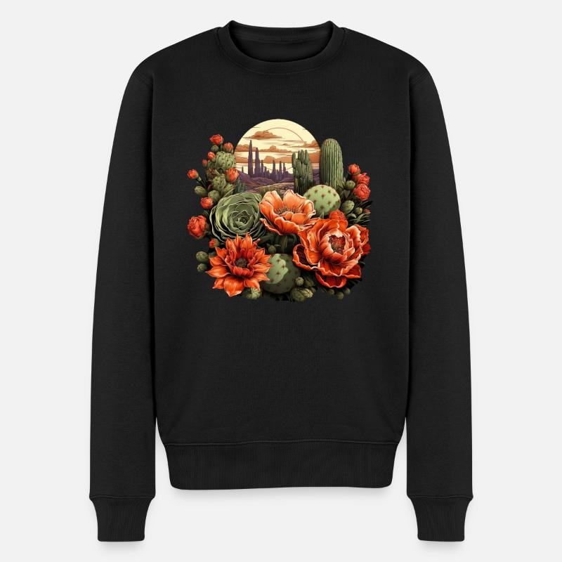 Kaktus - Männer Premium Bio Pullover - Schwarz