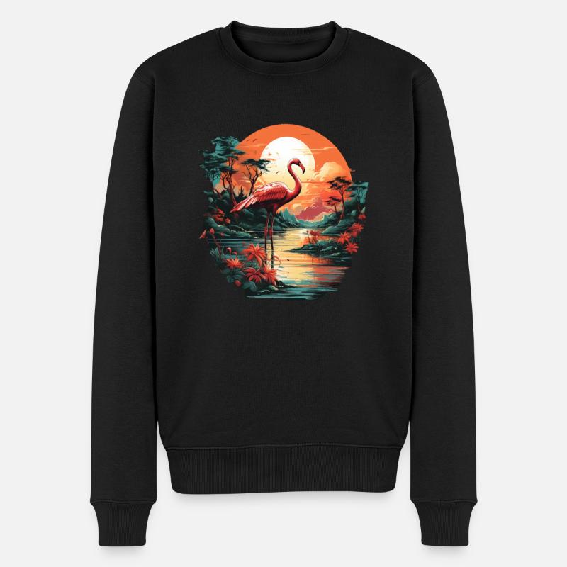 Flamingo - Männer Premium Bio Pullover - Schwarz