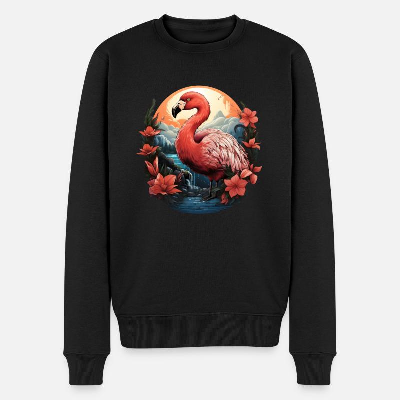 Flamingo - Männer Premium Bio Pullover - Schwarz
