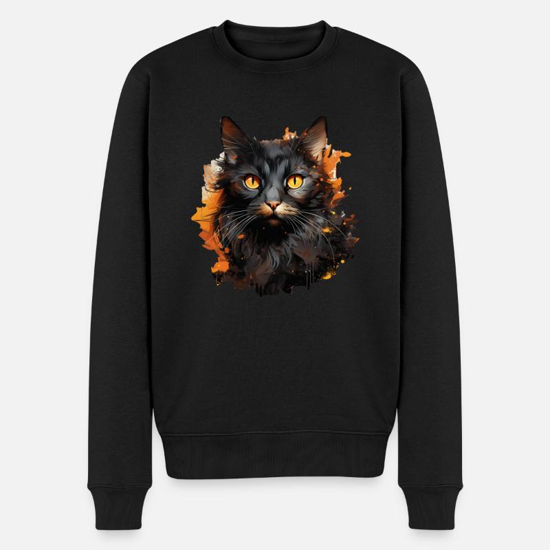 Katze - Männer Premium Bio Pullover - Schwarz