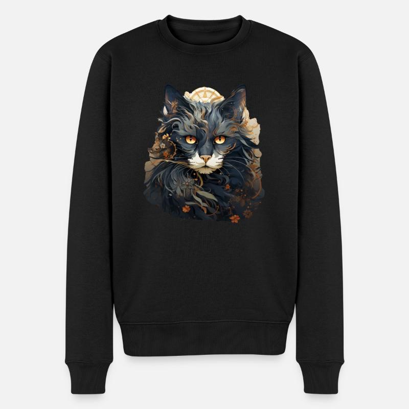 Katze - Männer Premium Bio Pullover - Schwarz