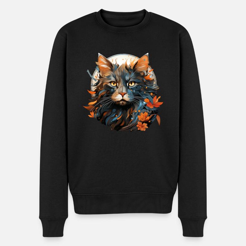 Katze - Männer Premium Bio Pullover - Schwarz