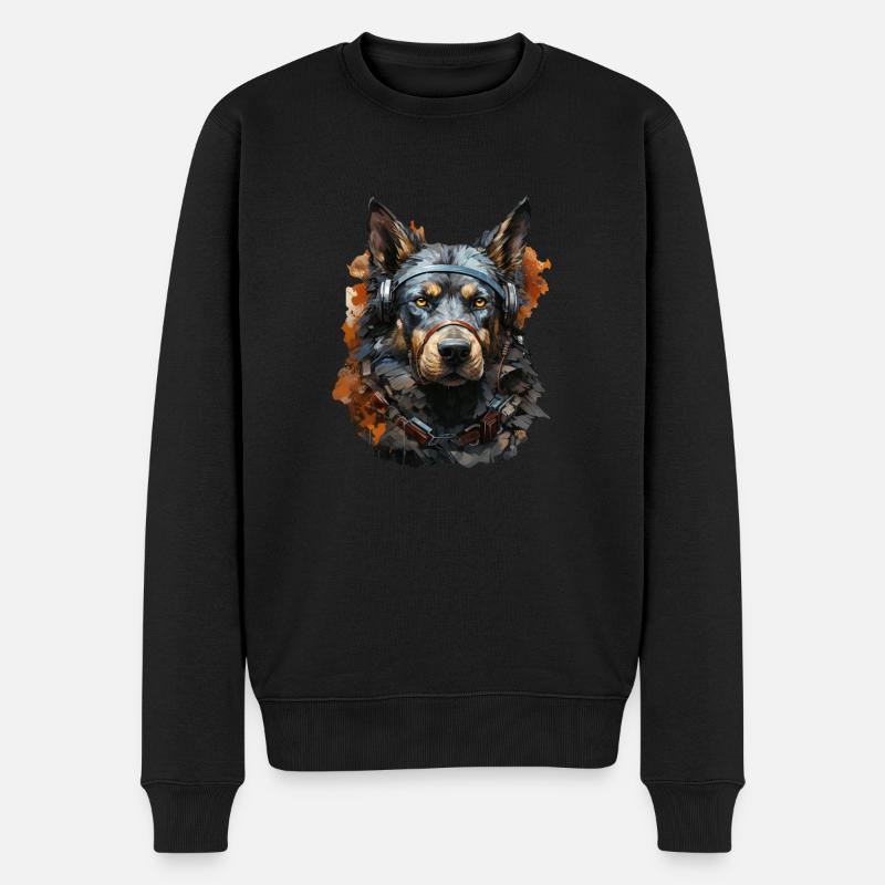 Hund - Männer Premium Bio Pullover - Schwarz