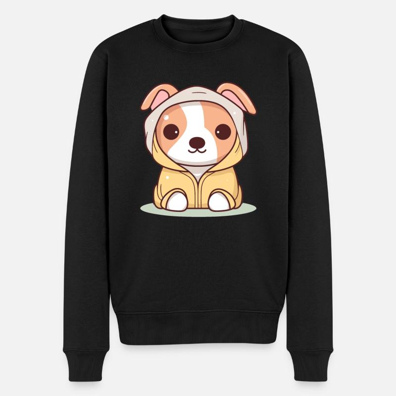 Hund - Kawaii Style - Männer Premium Bio Pullover - Schwarz