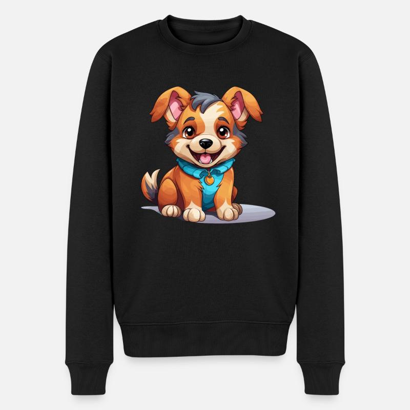 Hund - Kawaii Style - Männer Premium Bio Pullover - Schwarz