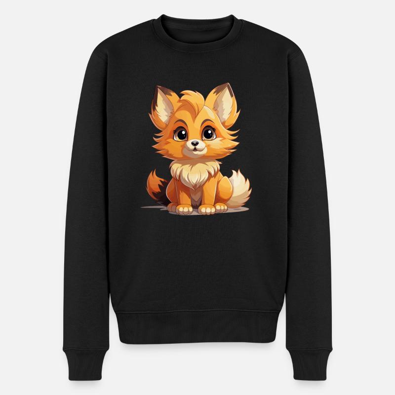 Fuchs - Kawaii Style - Männer Premium Bio Pullover - Schwarz