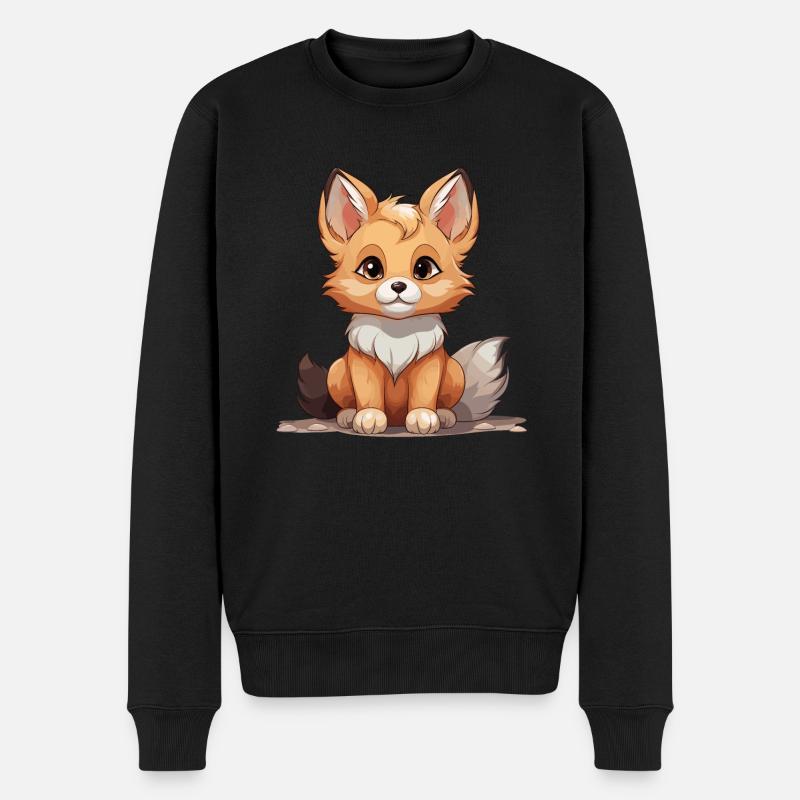 Fuchs - Kawaii Style - Männer Premium Bio Pullover - Schwarz