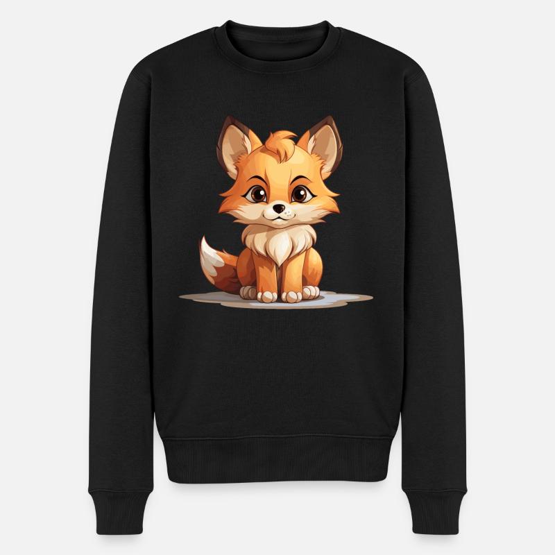Fuchs - Kawaii Style - Männer Premium Bio Pullover - Schwarz