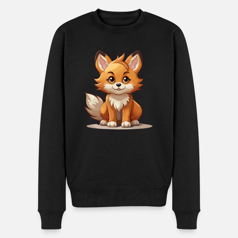 Fuchs - Kawaii Style - Männer Premium Bio Pullover - Schwarz