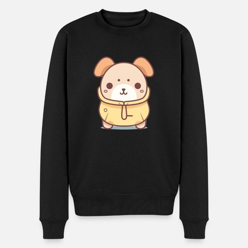 Hund - Kawaii Style - Männer Premium Bio Pullover - Schwarz