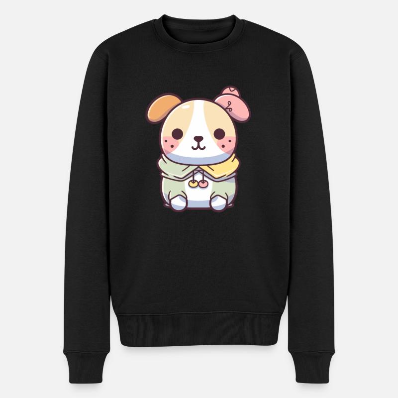 Hund - Kawaii Style - Männer Premium Bio Pullover - Schwarz