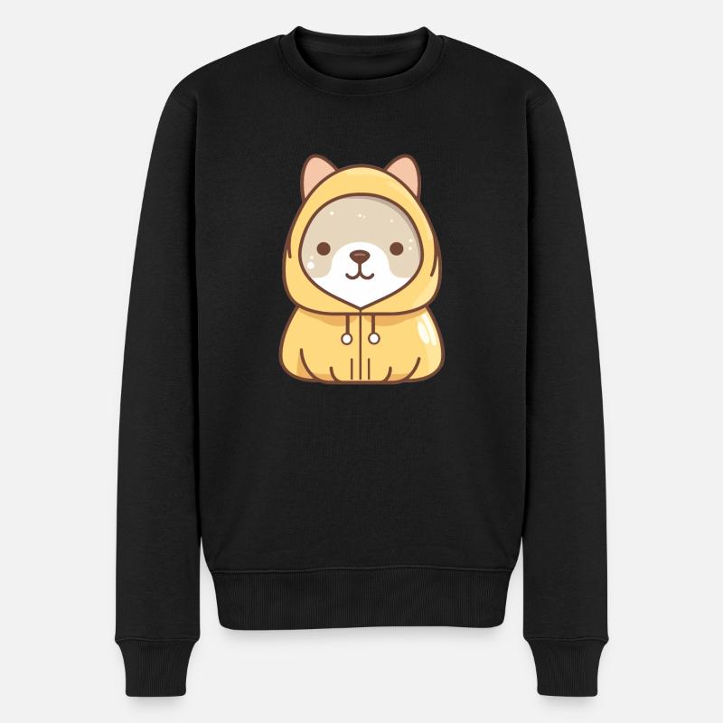 Hund - Kawaii Style - Männer Premium Bio Pullover - Schwarz