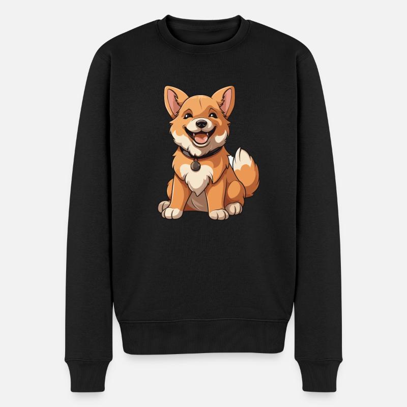 Hund - Kawaii Style - Männer Premium Bio Pullover - Schwarz