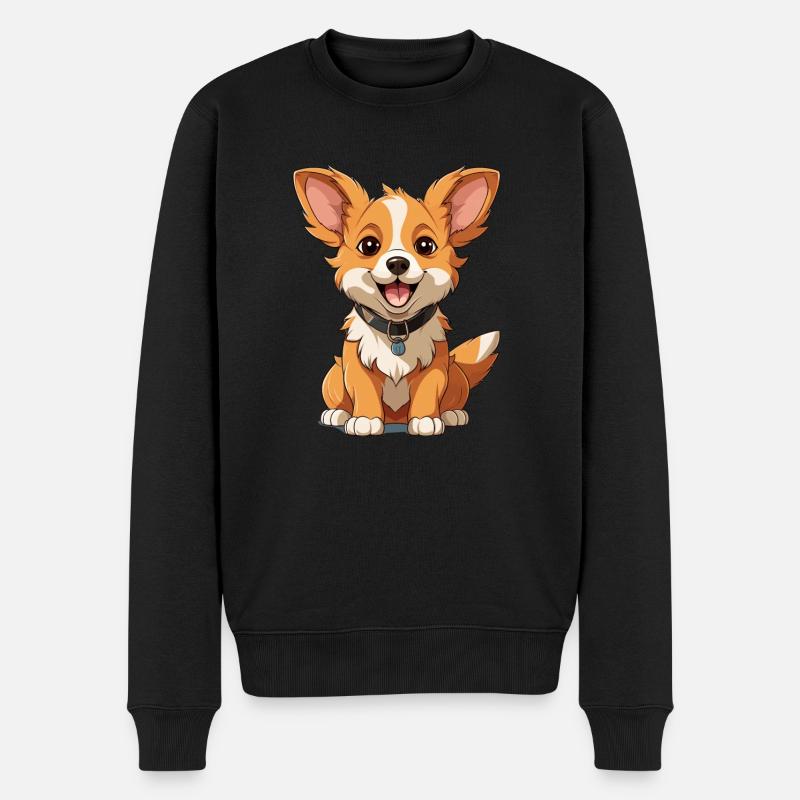 Hund - Kawaii Style - Männer Premium Bio Pullover - Schwarz