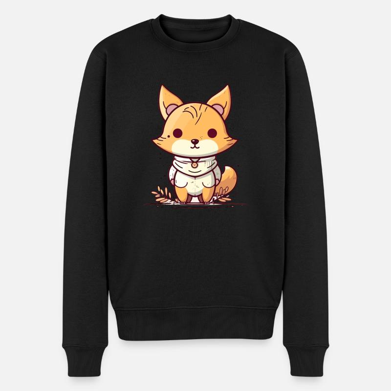 Fuchs - Kawaii Style - Männer Premium Bio Pullover - Schwarz