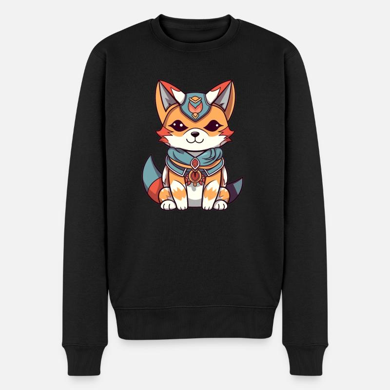 Fuchs - Kawaii Style - Männer Premium Bio Pullover - Schwarz