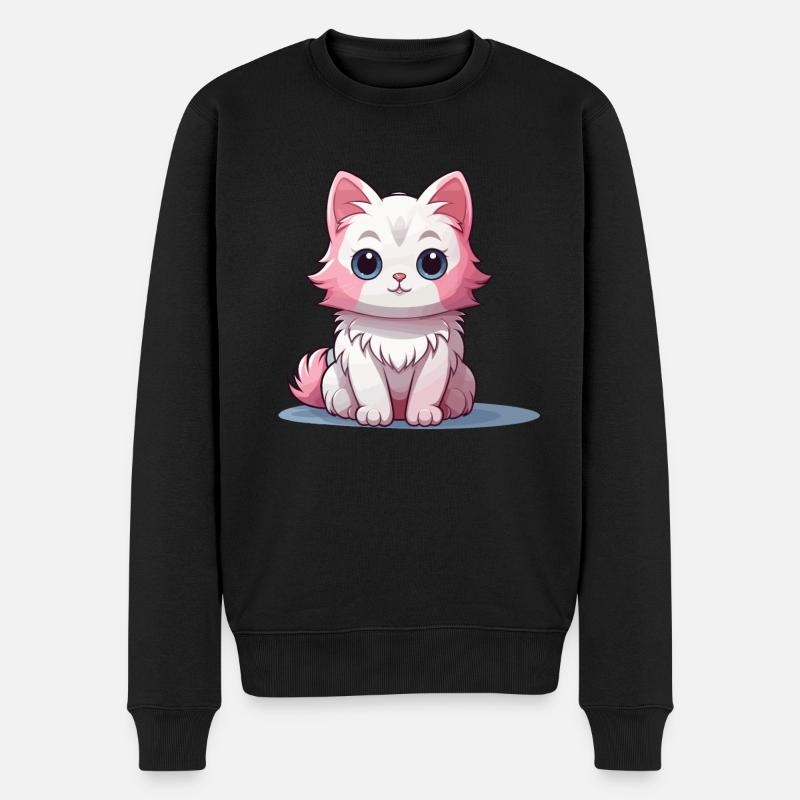 Chat - Style Kawaii - Pull Premium bio Homme - noir