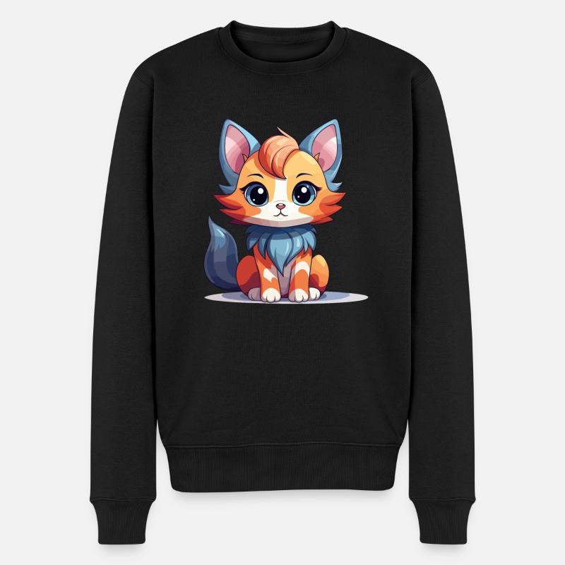 Chat - Style Kawaii - Pull Premium bio Homme - noir