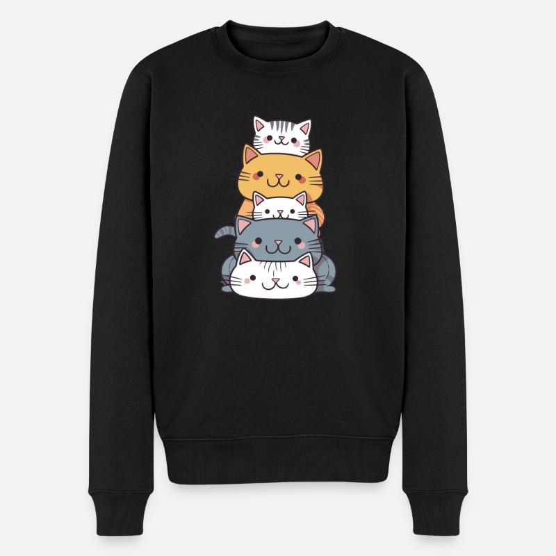 Chat - Style Kawaii - Pull Premium bio Homme - noir