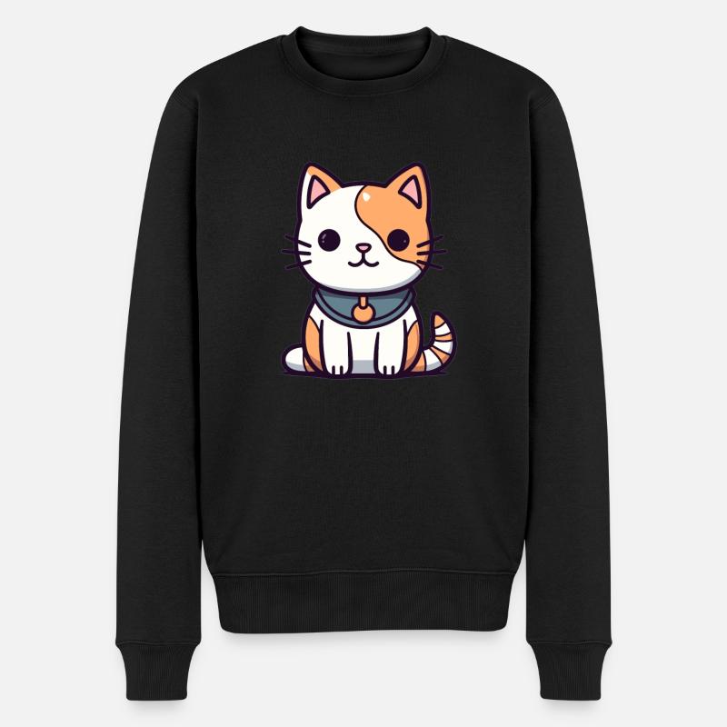 Chat - Style Kawaii - Pull Premium bio Homme - noir