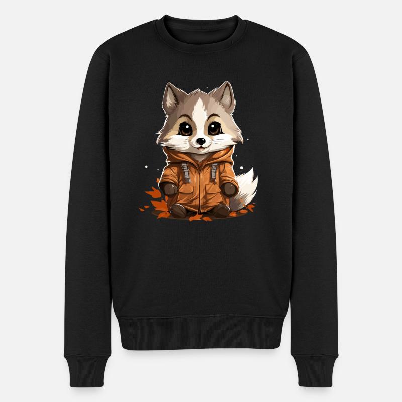 Waschbär - Kawaii Style - Männer Premium Bio Pullover - Schwarz