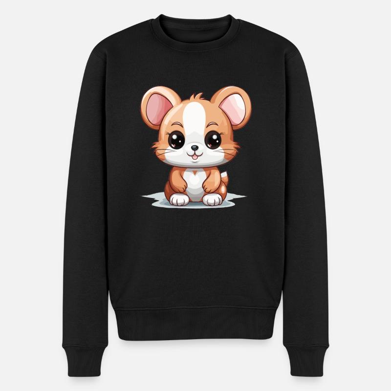 Maus - Kawaii Style - Männer Premium Bio Pullover - Schwarz
