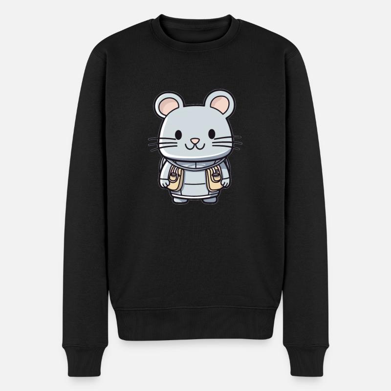 Maus - Kawaii Style - Männer Premium Bio Pullover - Schwarz