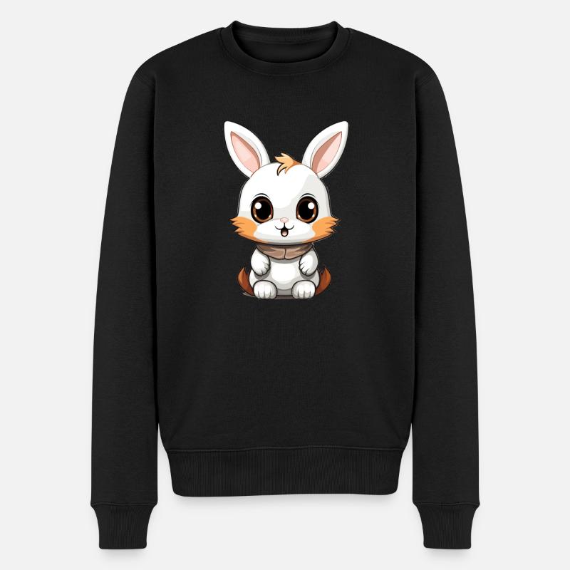 Hase - Kawaii Style - Männer Premium Bio Pullover - Schwarz