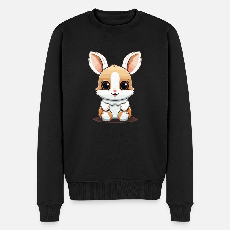 Hase - Kawaii Style - Männer Premium Bio Pullover - Schwarz