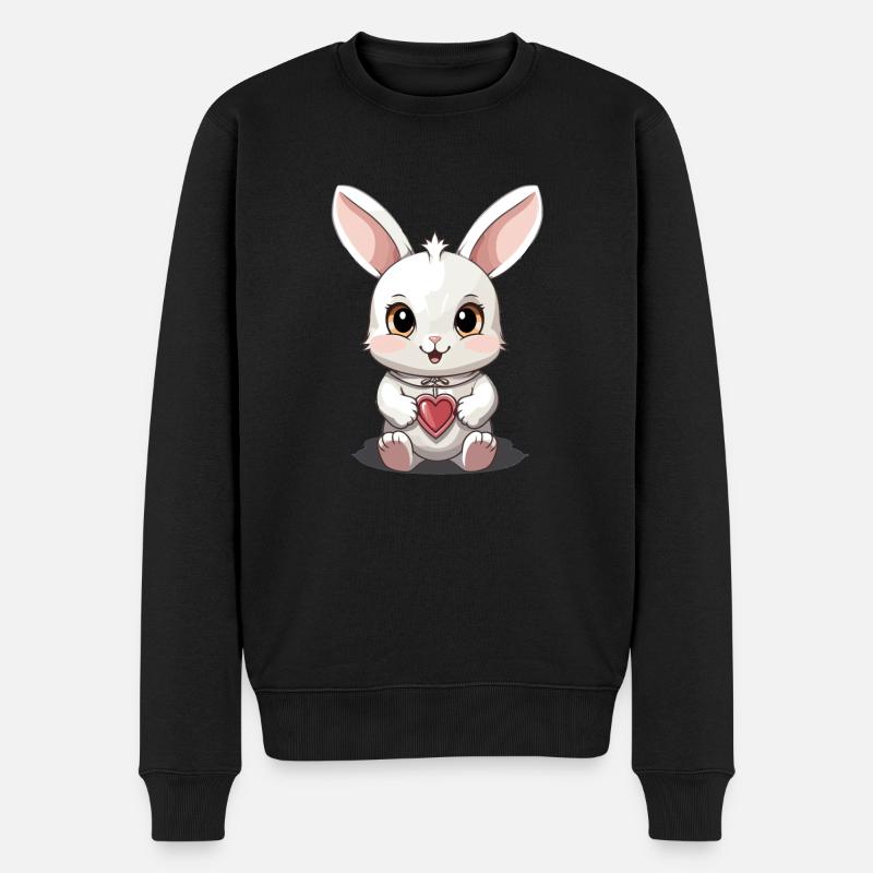 Hase - Kawaii Style - Männer Premium Bio Pullover - Schwarz