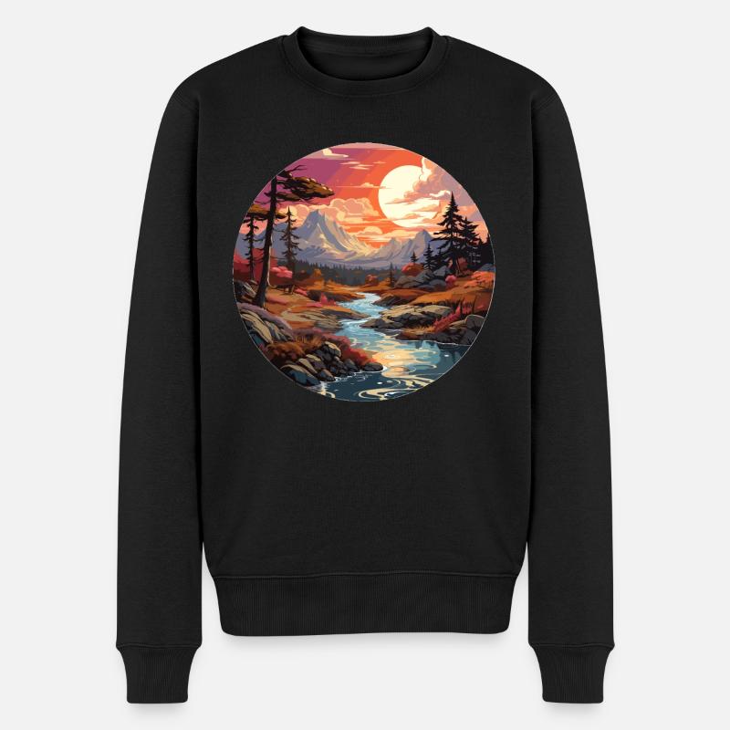 Paysage - Illustration - Pull Premium bio Homme - noir